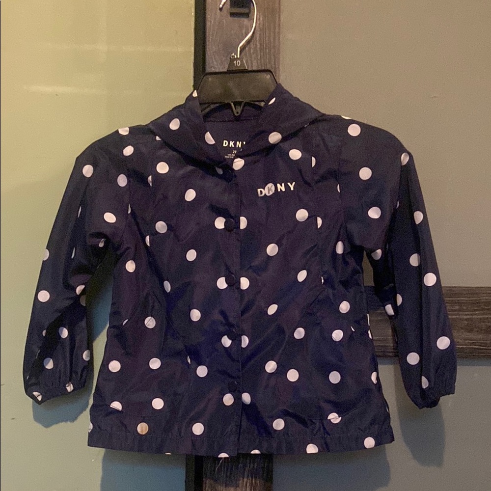 DKNY Navy Polka Dot Kids Jacket
